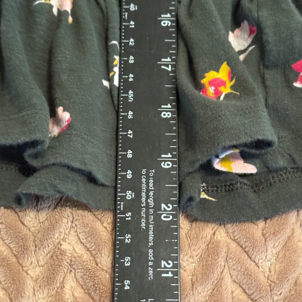 Lucky Brand Floral Peplum Top Green Long Sleeve Lace Trim Pintuck Boho Small - Picture 6 of 7